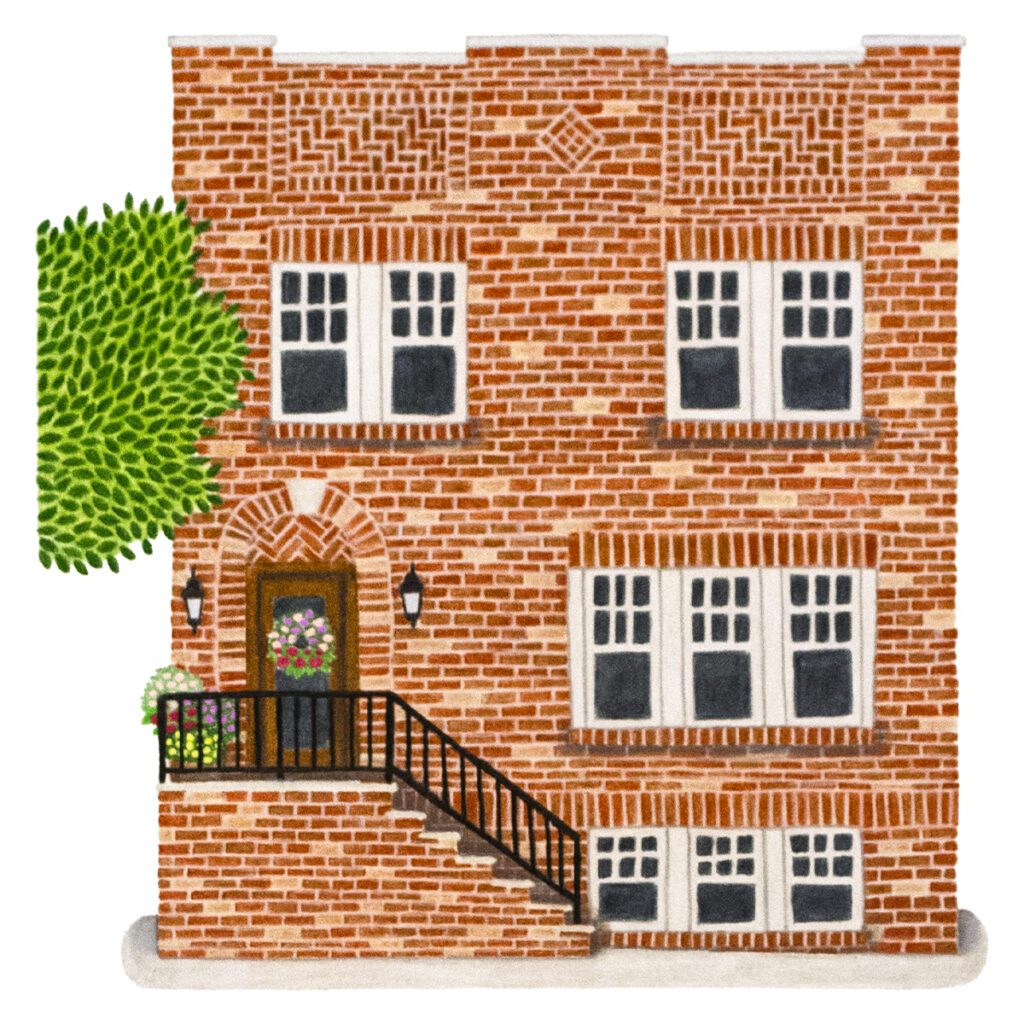 custom house portrait brick city home painting illustrated house art